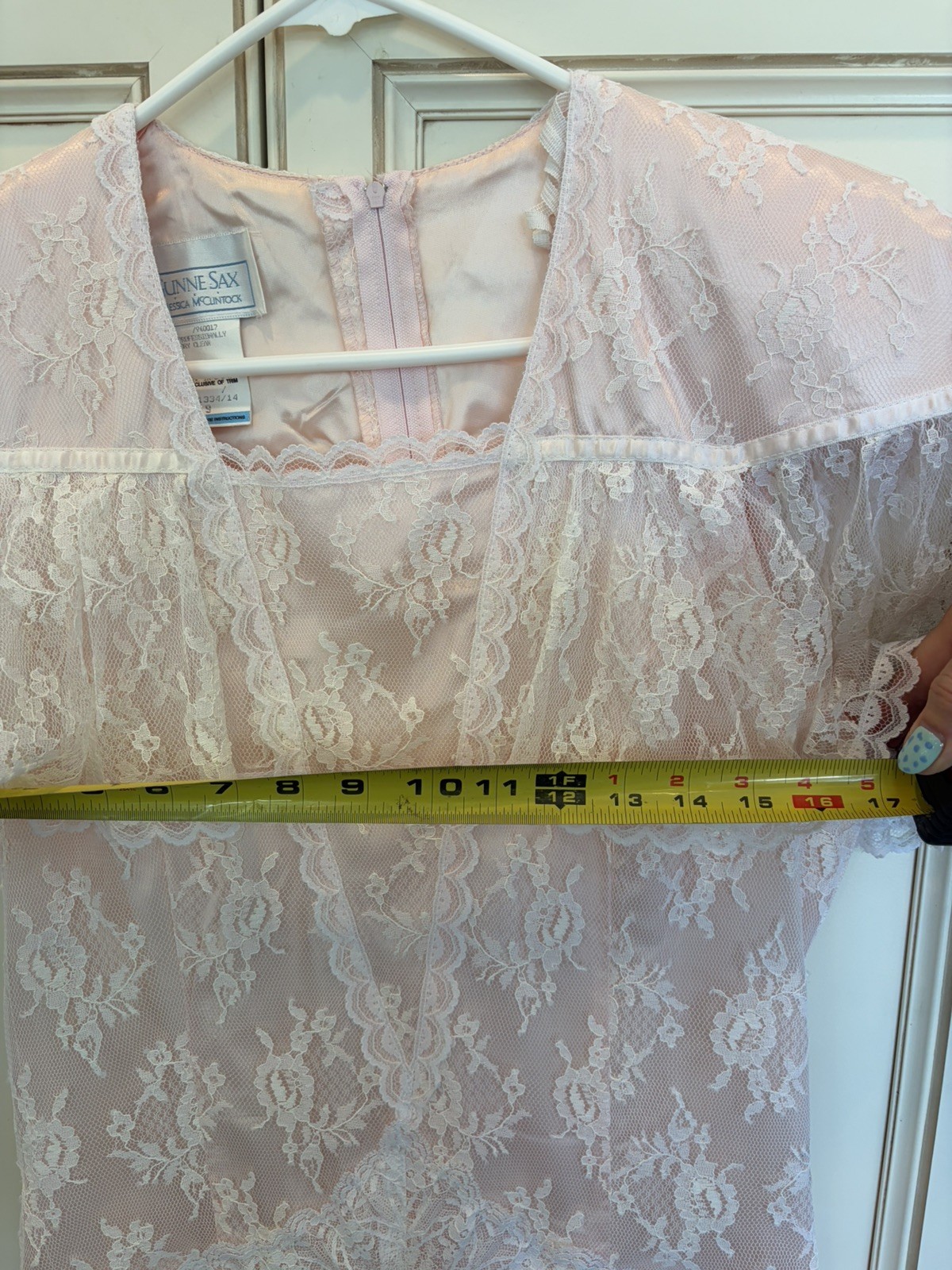 Gunne Sax Vintage Pink Lace Prairie Dress Romantic Renaissance 70s Jessica mcC