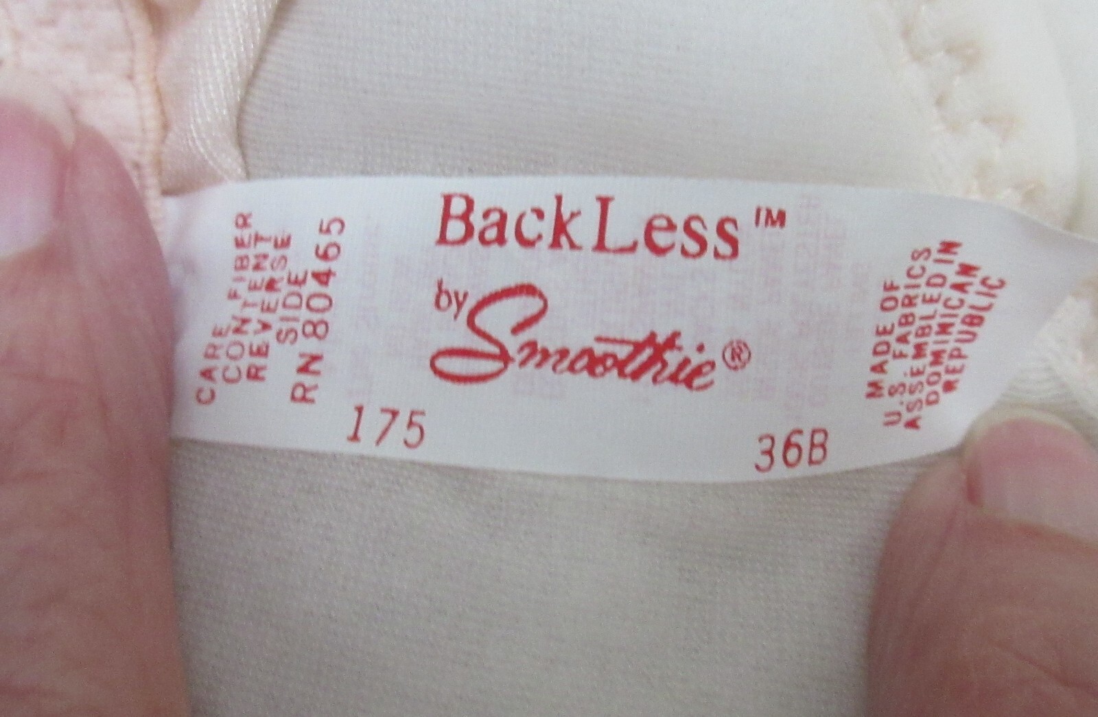 80&rsquo;s vtg BACKLESS by SMOOTHIE BLUSH UW multiway padded bra 36 B MINT