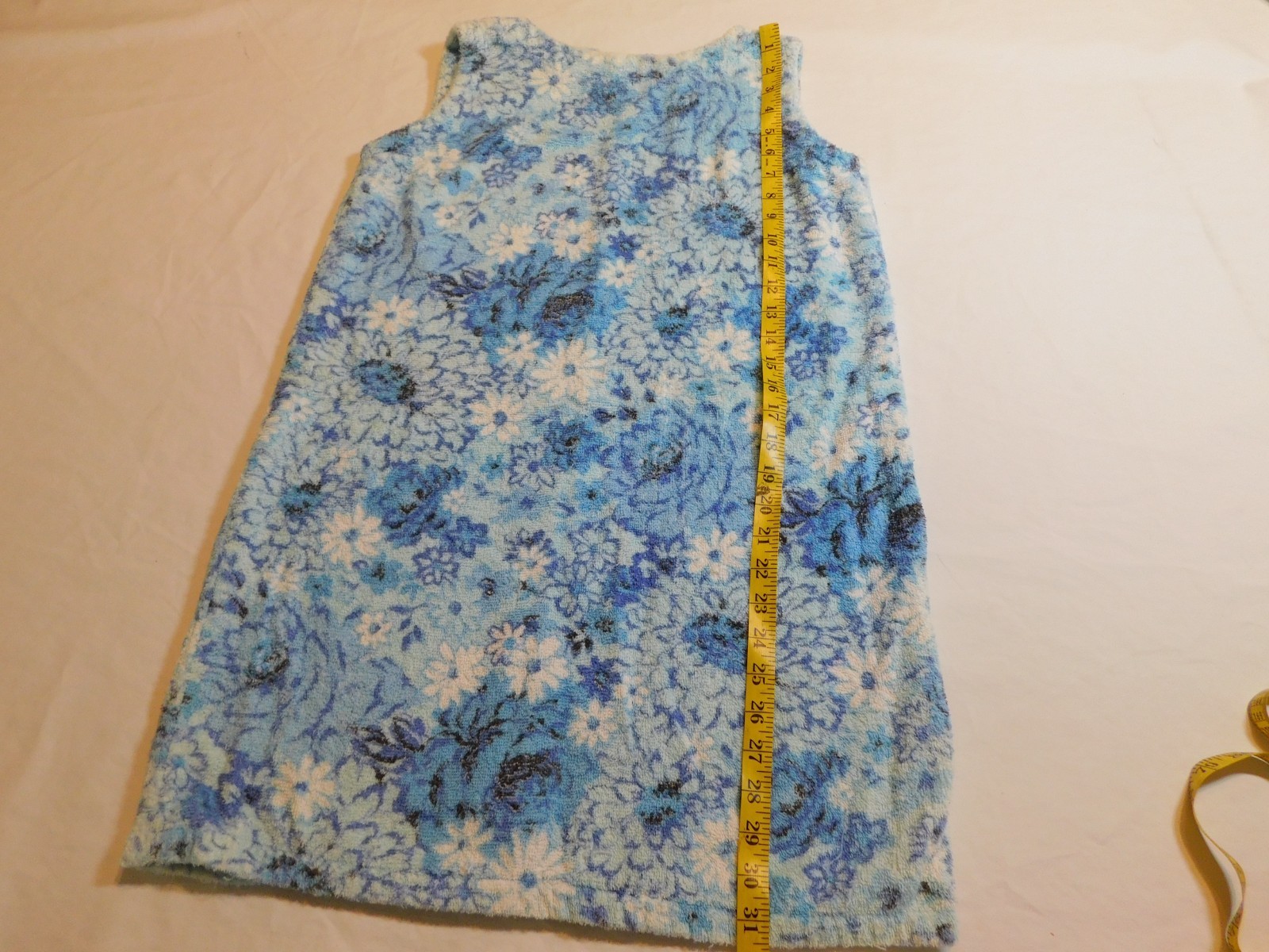 VTG TERRY CLOTH TOWEL DRESS 60&rsquo;s BEACH TOWEL COVER UP GROOVY HANDMADE sz S M