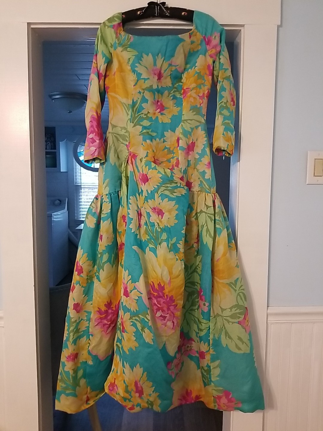 VTG 60s Scaasi Boutique Saks Fifth Avenue Bright Floral Gala Gown Sz 10 READ