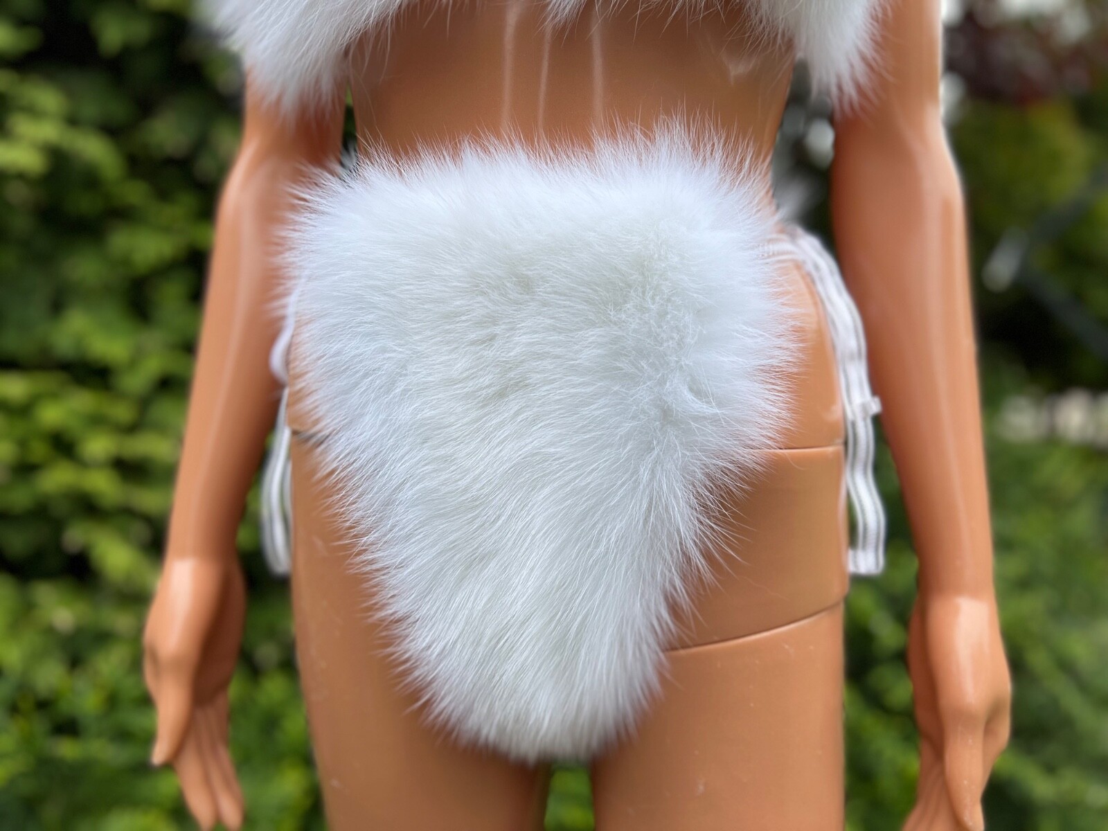 White Arctic Fox Fur Bikini Set – Real Fur, Satin Lined, Handmade Lingerie