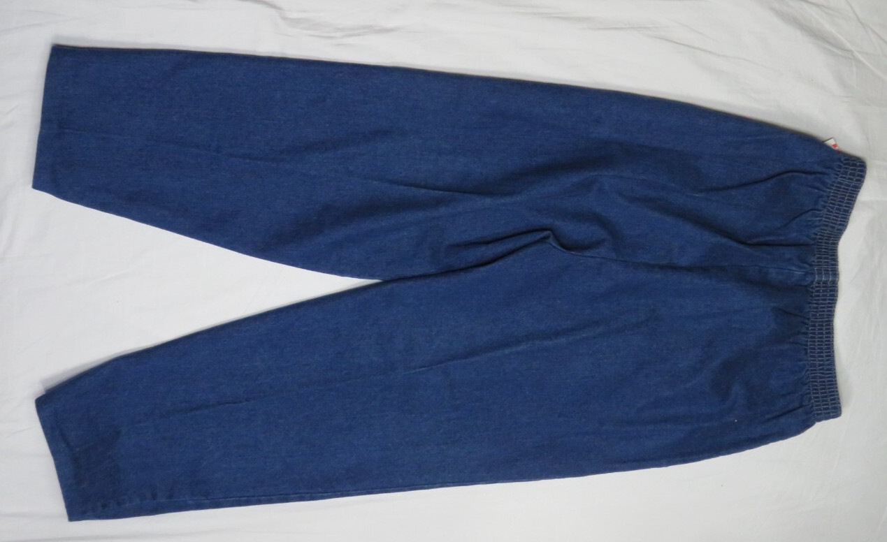PIZZAZZ WOMEN VINTAGE 16 PETITE MOM JEAN ELASTIC WAIST COTTON DENIM USA MADE NEW