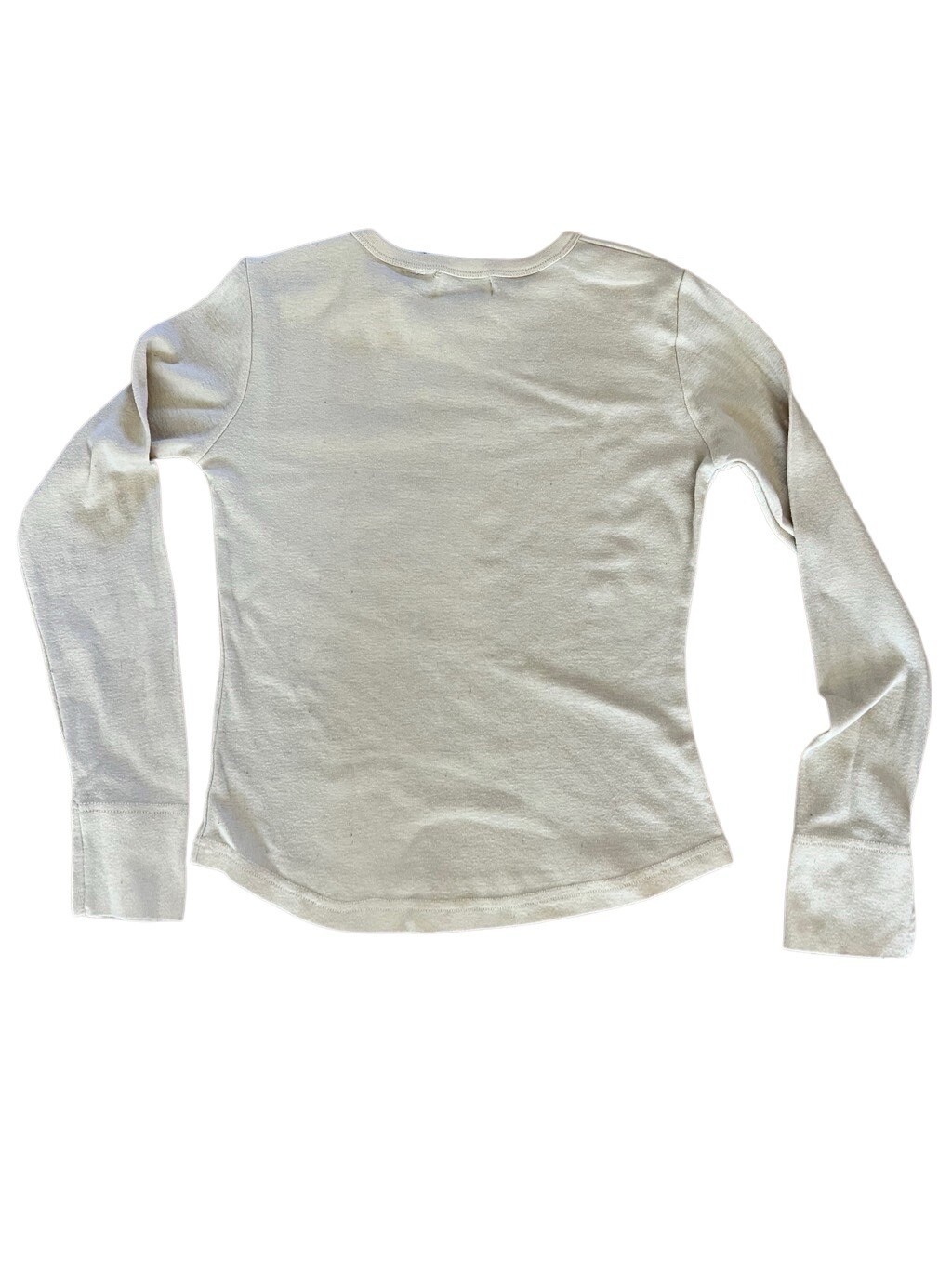 Vintage 80s Basic Long Sleeve Shirt Top Pale Yellow Jolie Intimates S