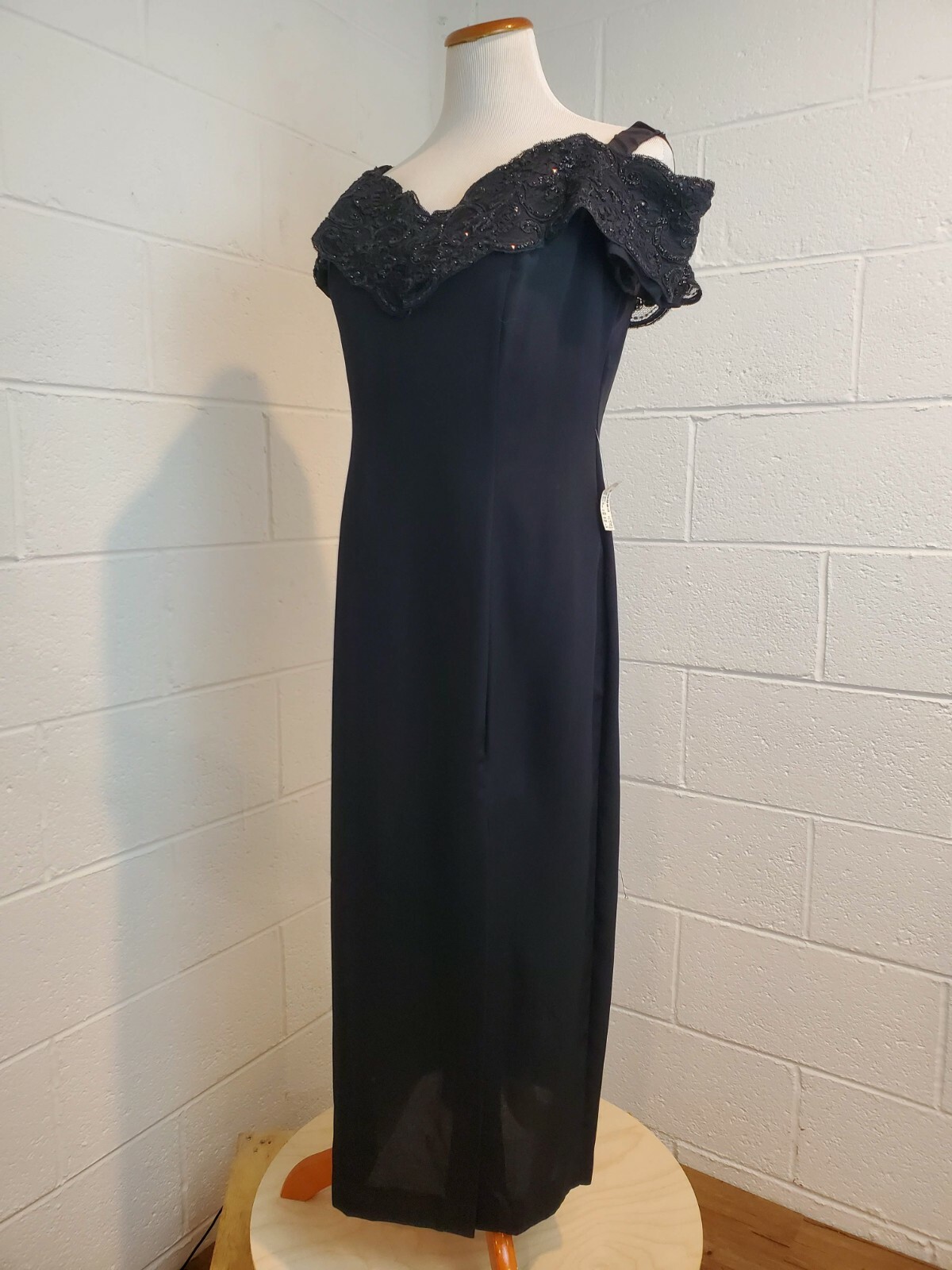 Gantos Evening Chic Vintage 80s Black Evening Gown Dress NWT Dead Stock Size 12