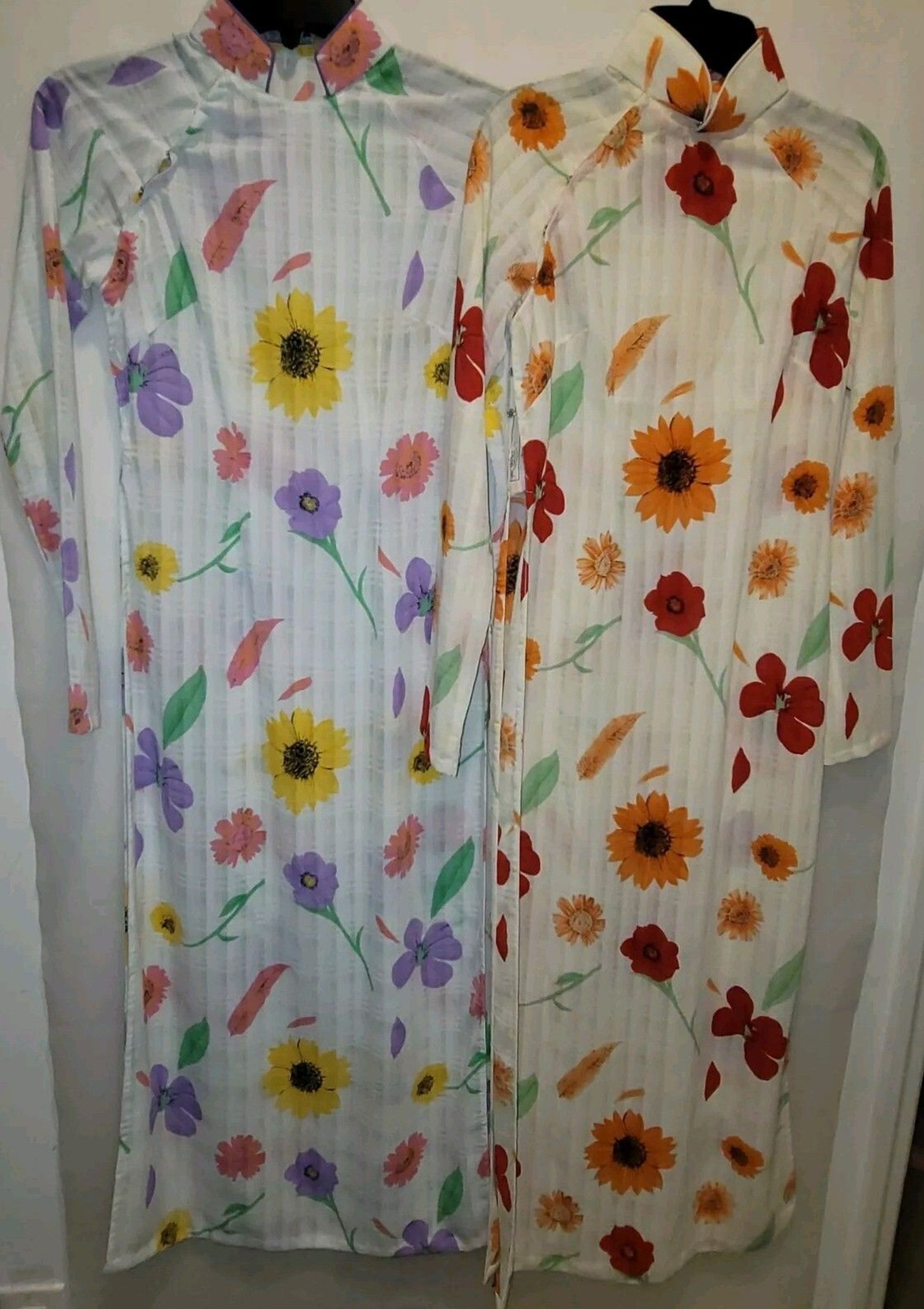 Vintage Vietnamese Ao Dai Cheongsam Dress Women&rsquo;s Traditional Qipao Silk Sz S