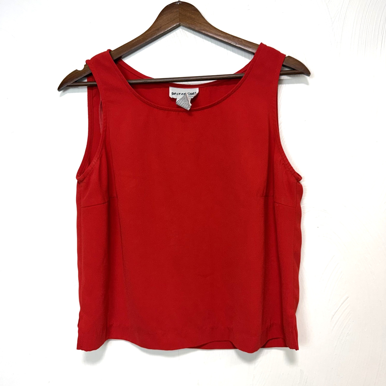 Vintage Perceptions Women&rsquo;s Red Solid Casual Sleeveless Tank Top Blouse Size 8