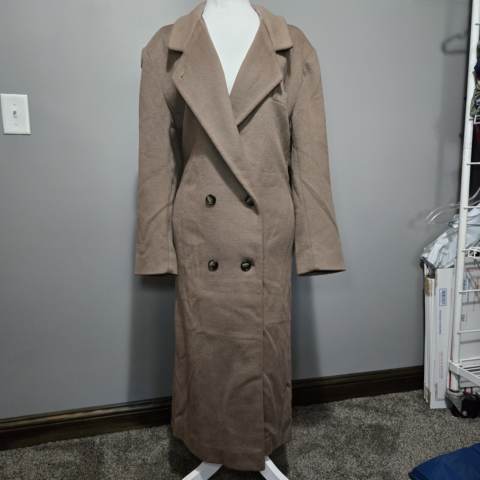 VTG Karen Petites Union Made Double Breasted Long Coat