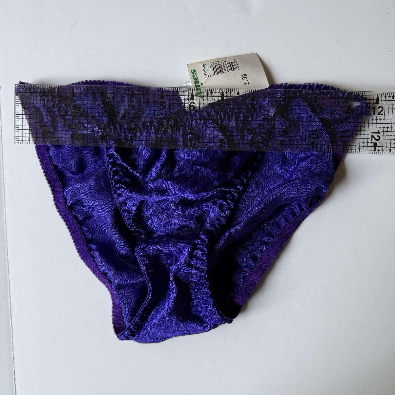 NEW Vintage Van Mar Purple String Bikini Panties Sz L/7 Houndstooth 90s Y2K