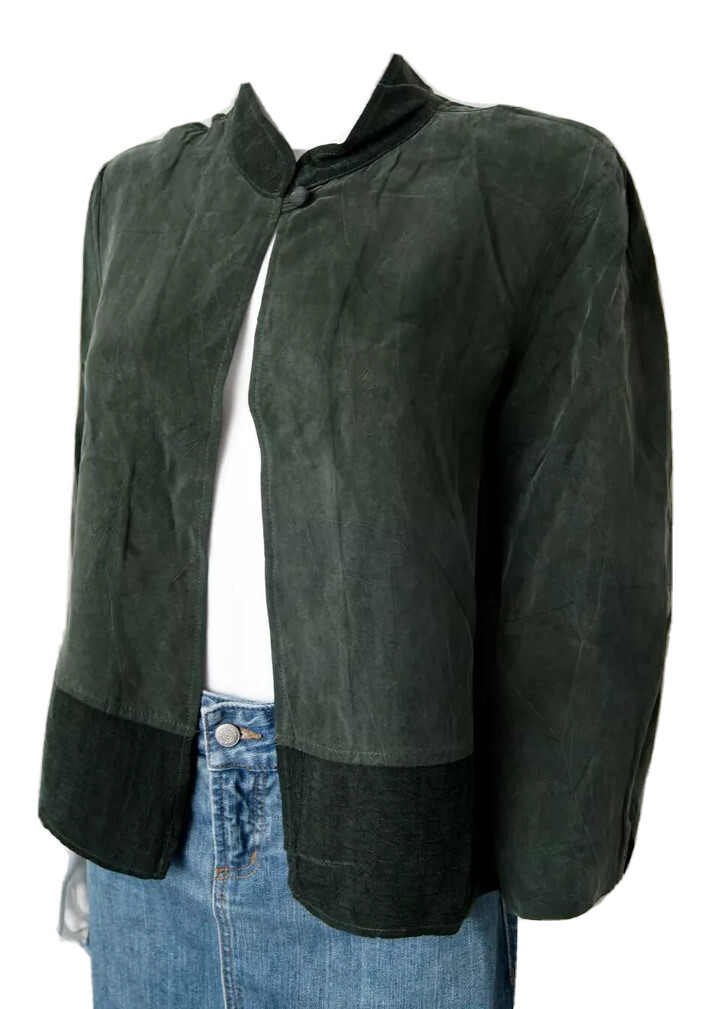 Rabbit Designs USA Made Vintage 80s Short Green Bolero Jacket SZ M