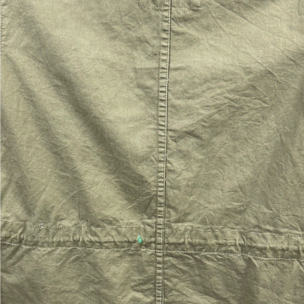 Vintage Olive Utility Jacket Hooded Military Style Anorak Drawstring Waist