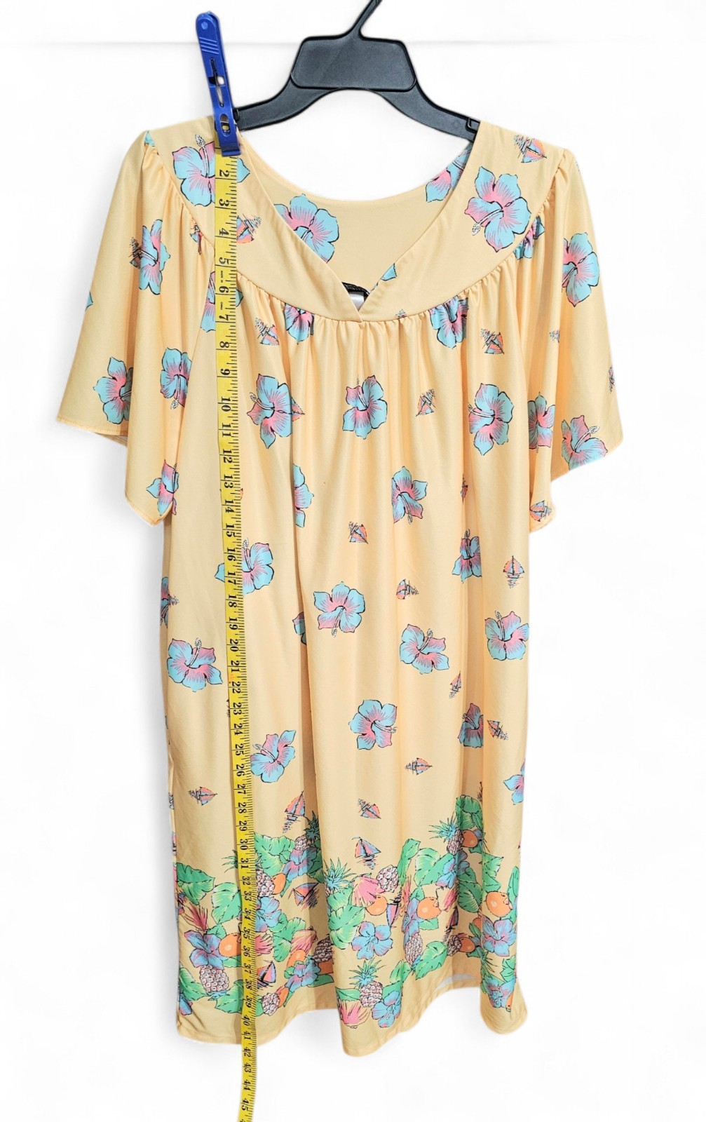 Vintage Anthony Richards Housedress MuMu Yellow Floral Pull Over Pockets Size 1X