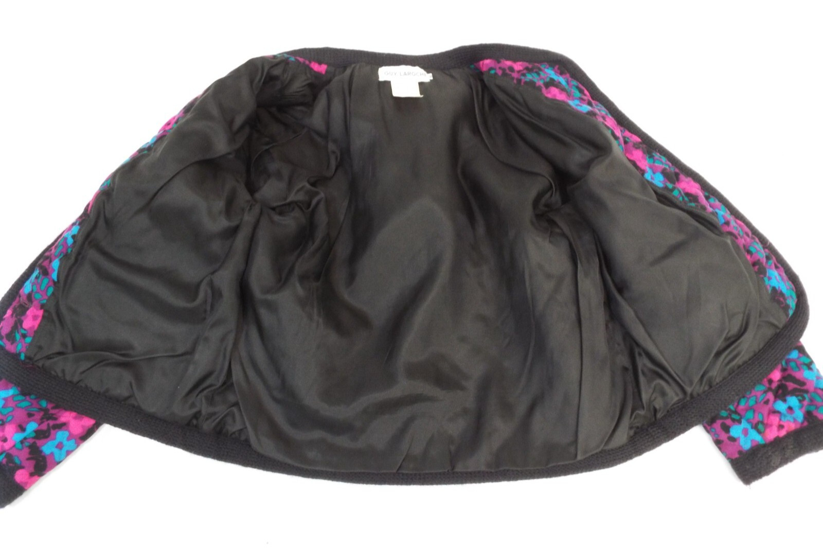 Vintage 1980 GUY LAROCHE Boutique Wool Skirt Suit Quilted Jacket 40 PARIS Floral