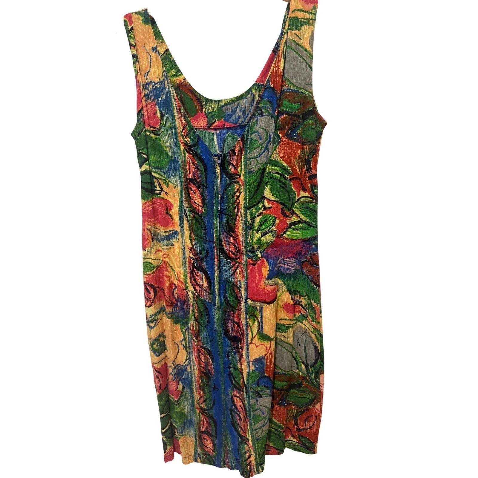 Jams World Vintage Floral Crushed Rayon Sleeveless Sheath Dress Multi Size 7
