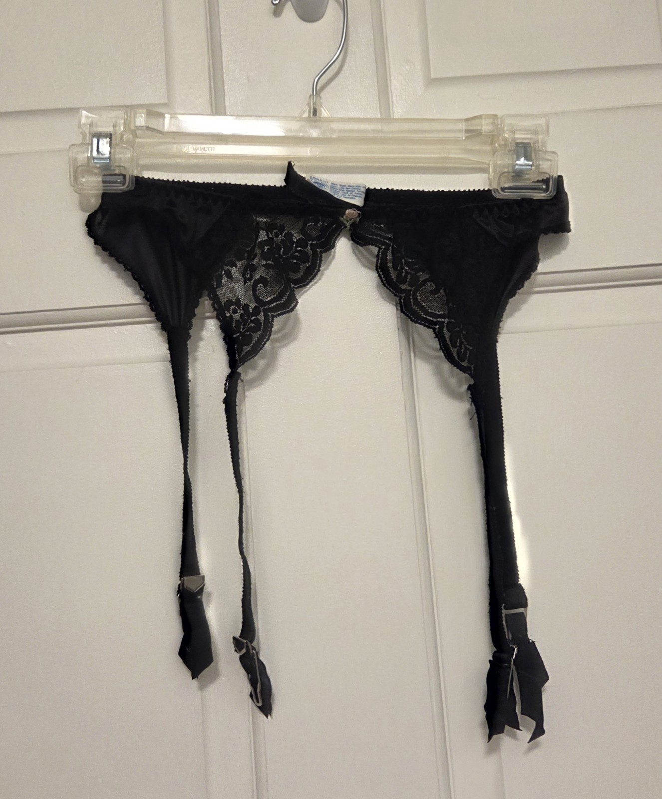 Vtg 80s Maidenform Chantilly Lace Garter Belt Medium M Black Goth Coquette