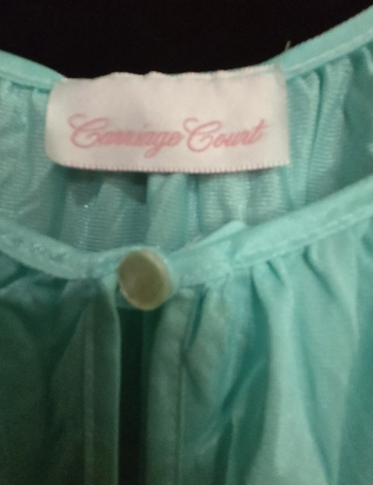 Vtg Sears Nightgown Carriage Court Soft 100% Nylon Aqua One Size Fits All