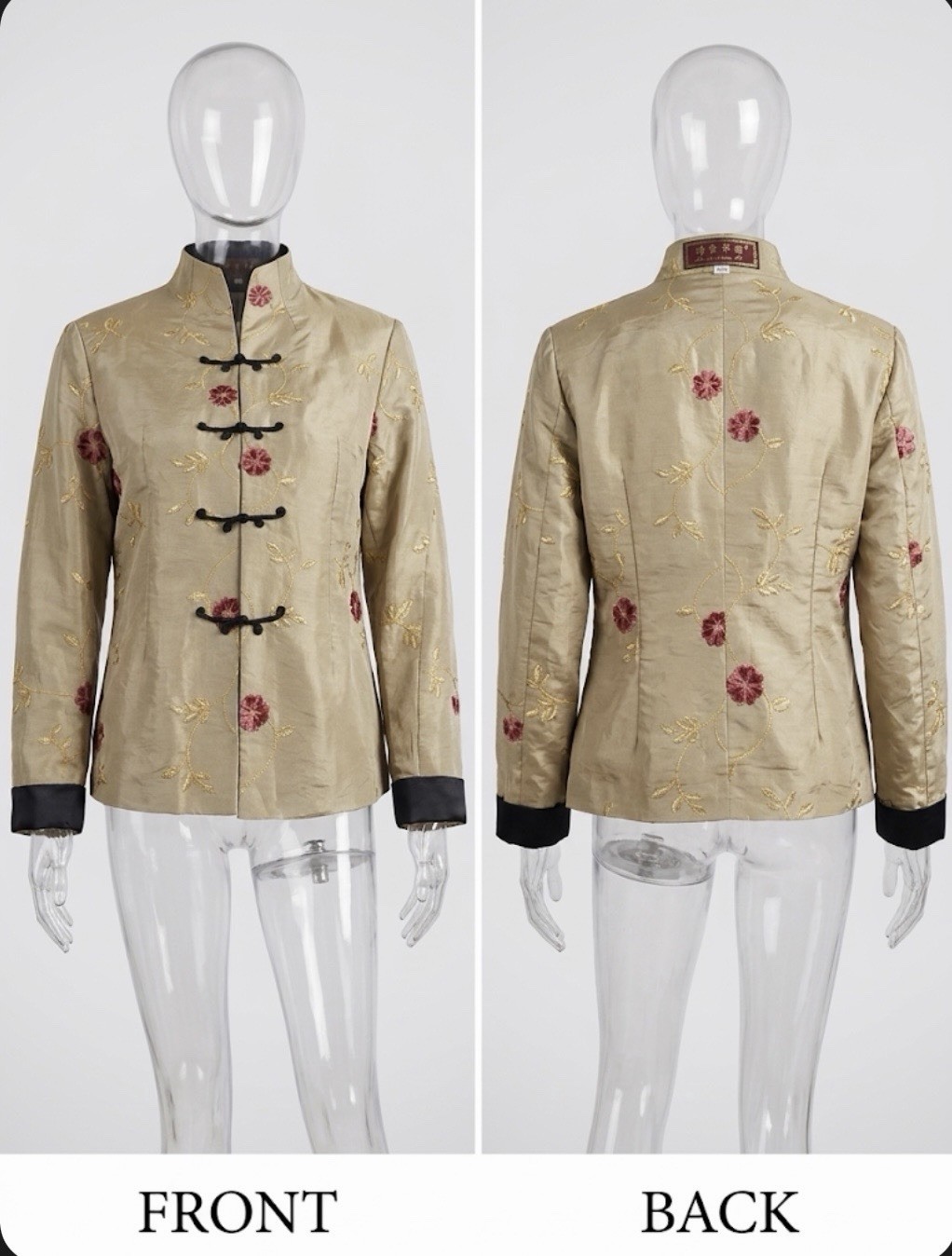 🪷 VTG Inspired Asian Embroidered Mandarin Jacket women 5XL Fits L 44-15 🪷