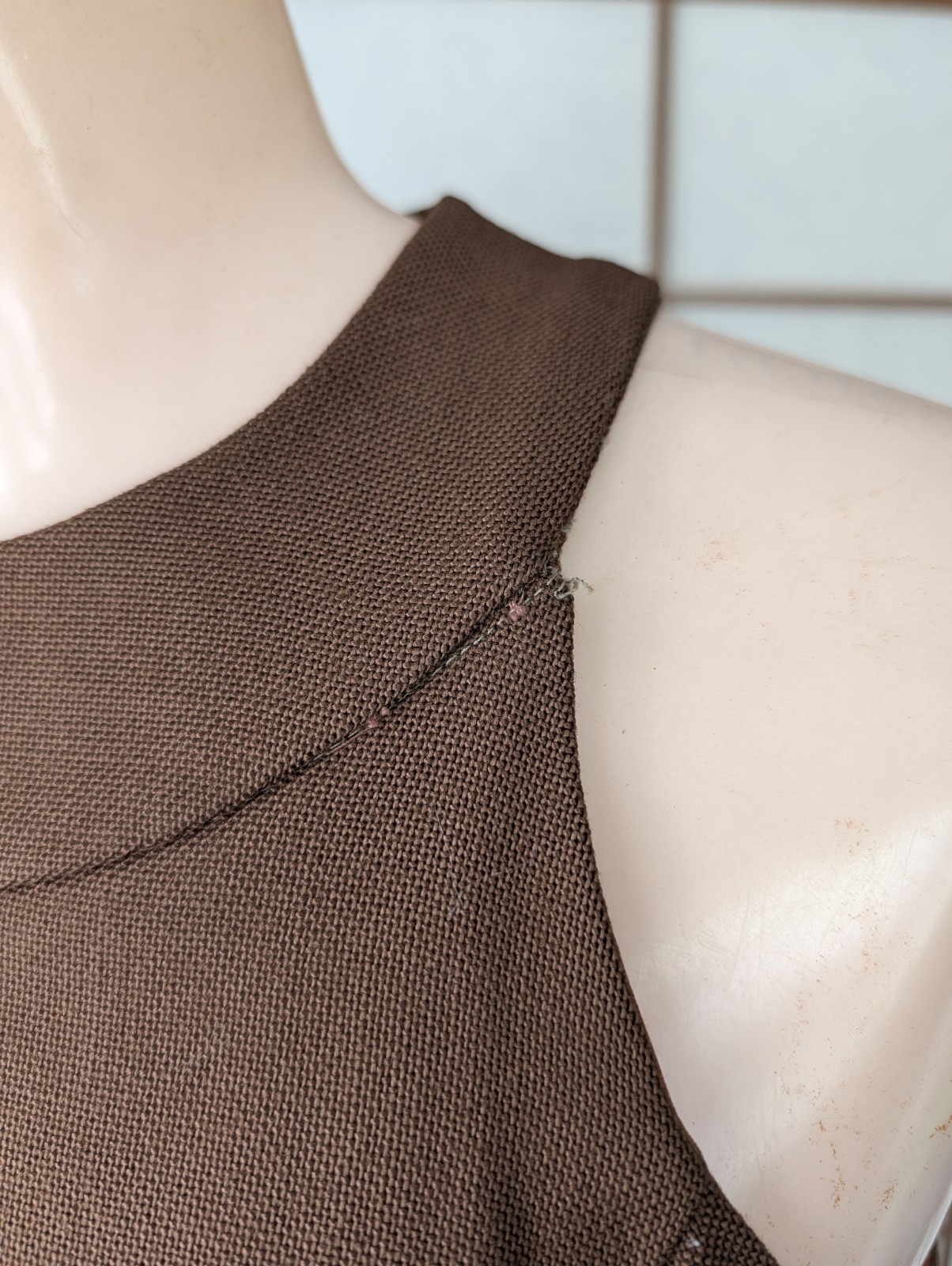Vintage Brown Tweed Mini Dress Summer Sun Halter Open Back 1970s ILGWU Sz XS