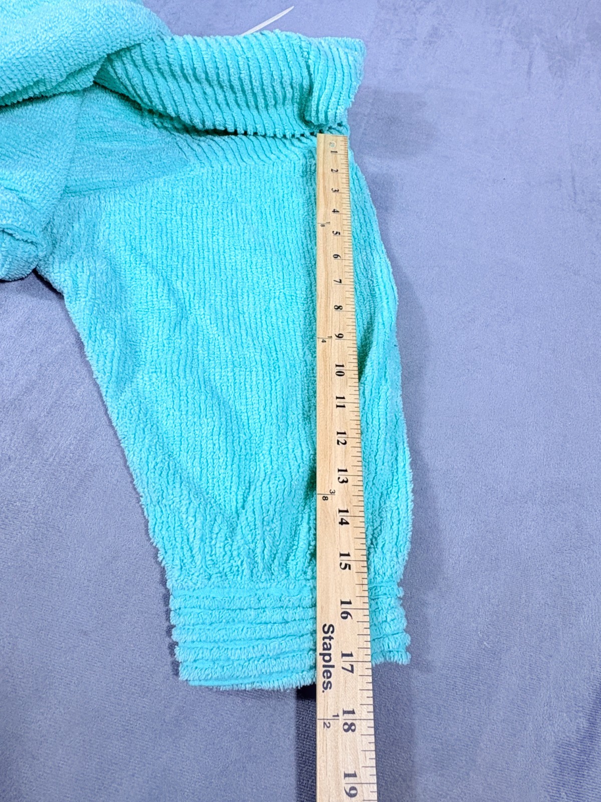 VTG Stan Herman Turquoise Chenille Robe House Coat 1/2 zip Pockets XL P NWT