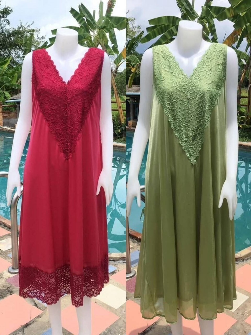 Woman Vintage Pajamas Nylon Short Sleepwear Comfortable Soft lace Dress Slip New