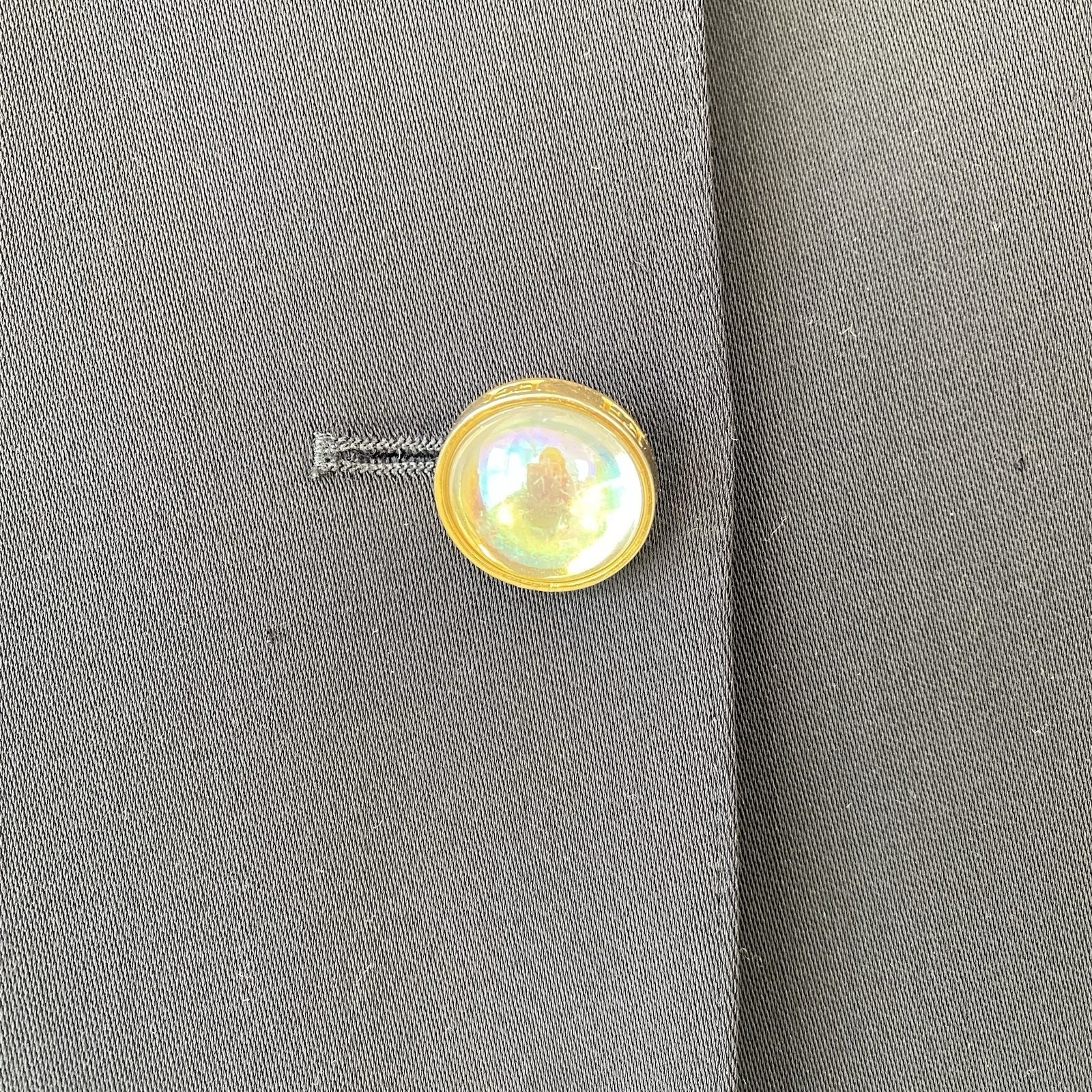 Escada Margaretha Ley VTG Iridescent Logo Buttons Gold Thread Blue Blazer 42/L