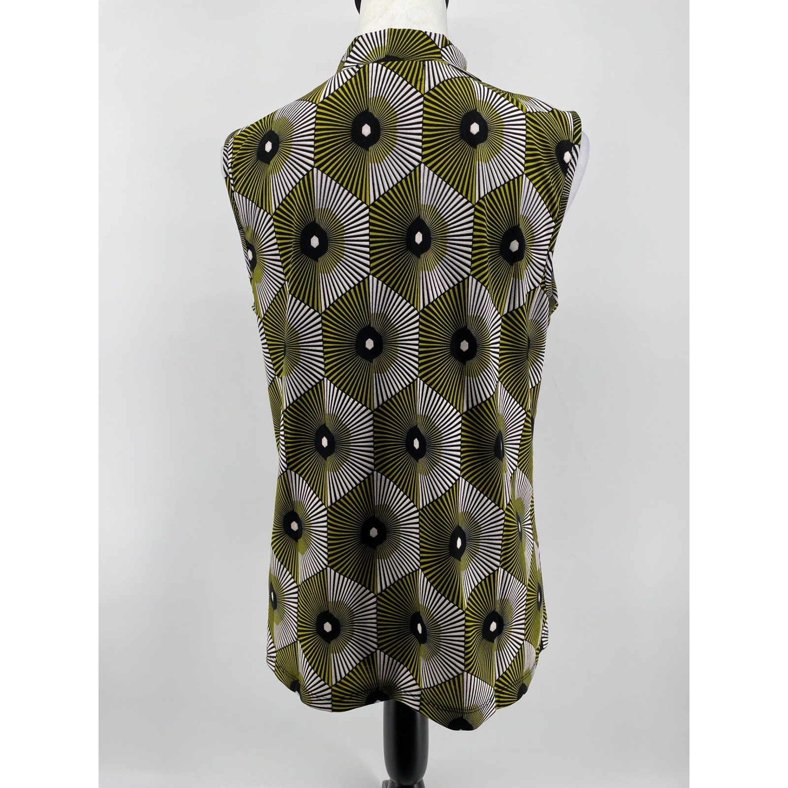 Mod Retro Sleeveless Top Womens Large Green Indie 60s 70s 80s Psychedelic Bold