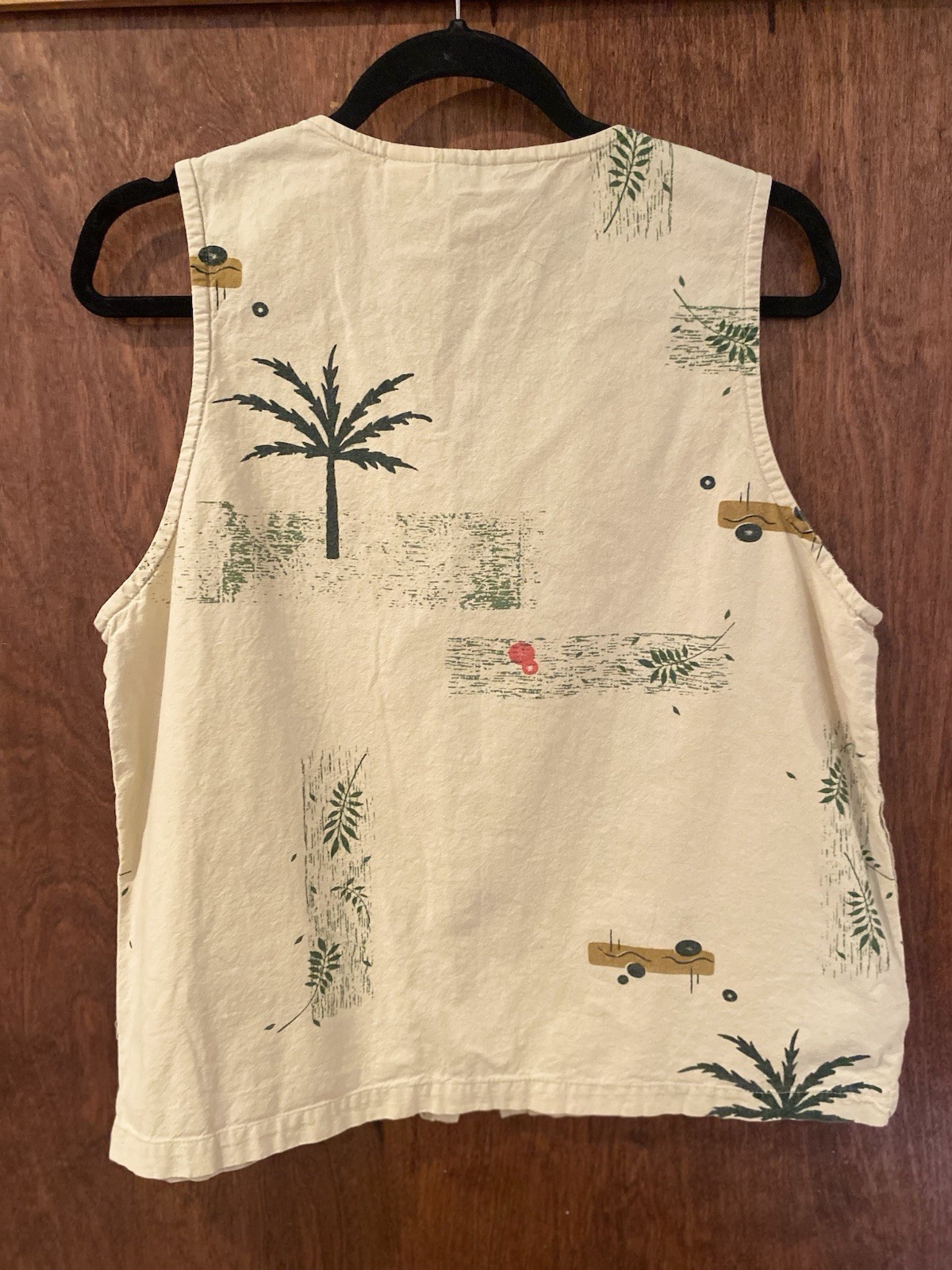 Vintage 90s Tropical Palm Tree Zip Front Vest