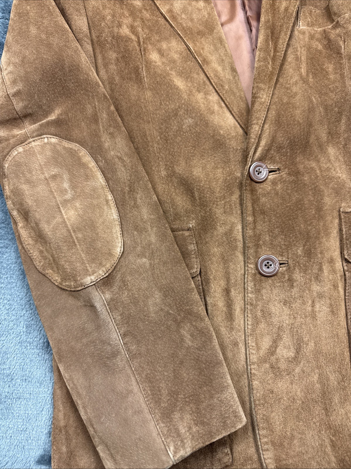 Vintage Wilsons Brown Suede Leather Jacket Button Men Size 38 Chest – Small