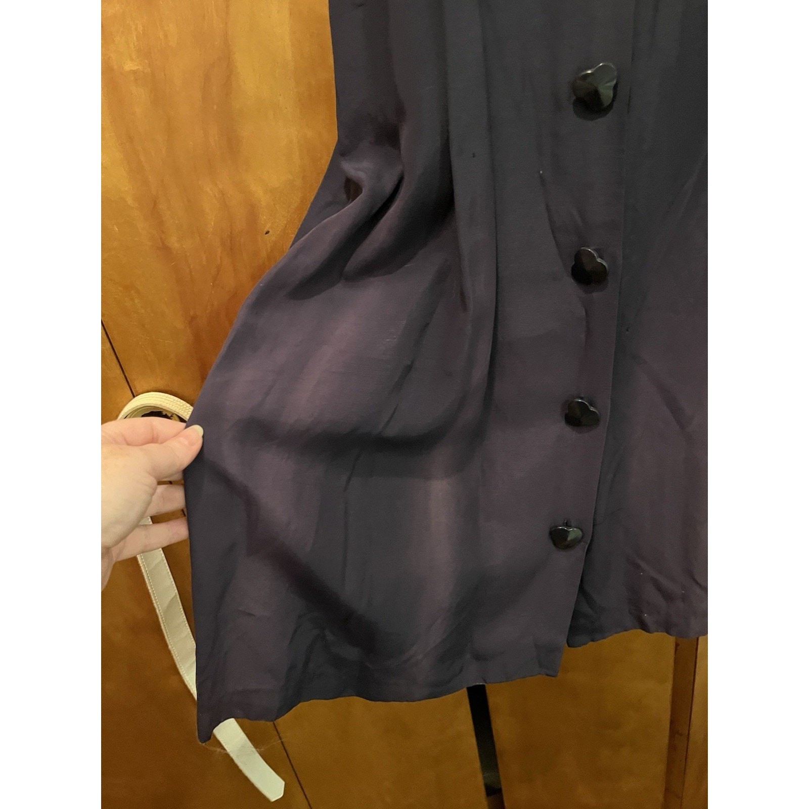 1950s Dark Blue Elegant Sleeveless Collared Button Down Dress Needs TLC