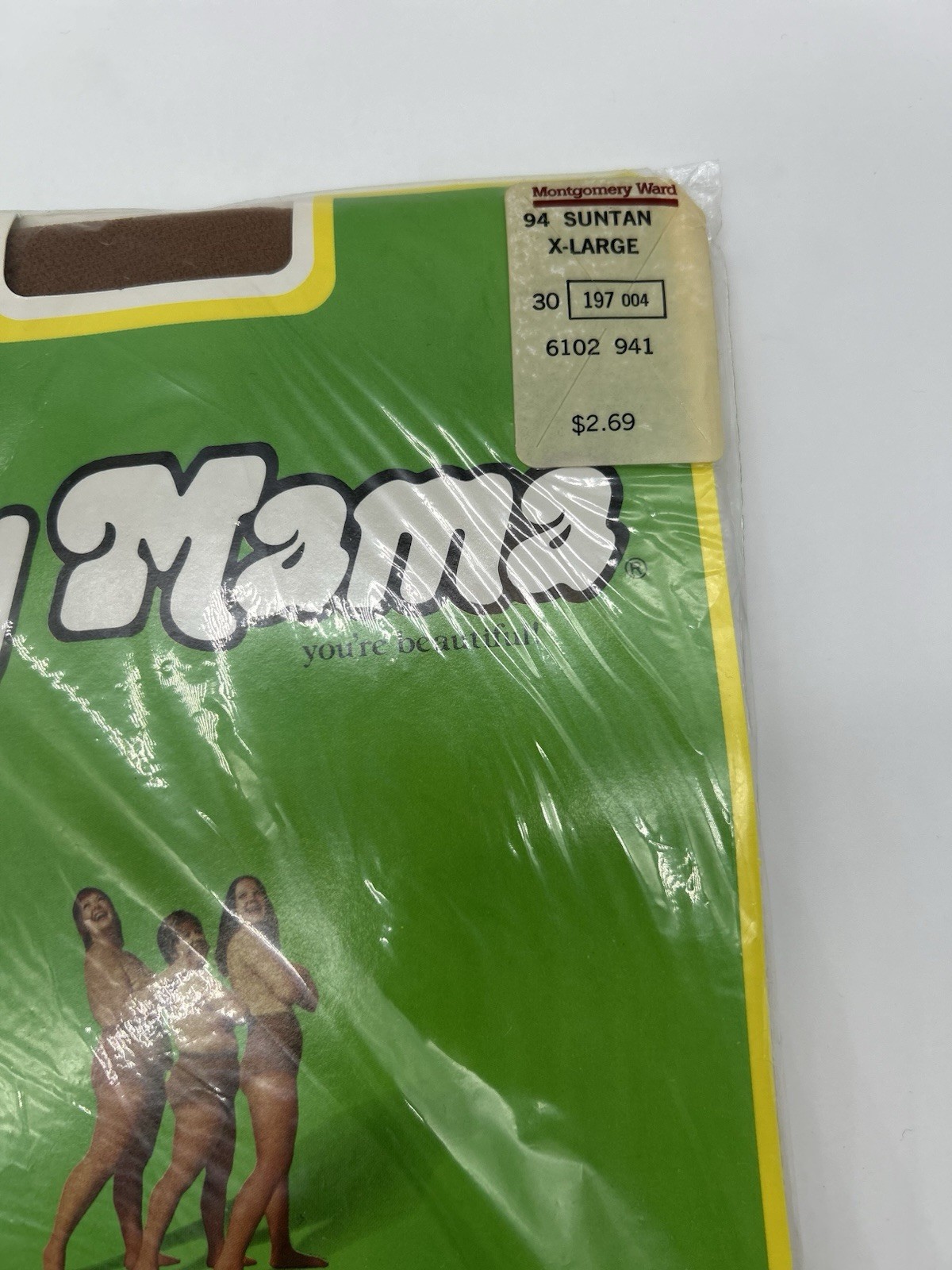 Vintage Big Mama Pantyhose XL Queen Suntan NOS Control Top Cotton Crotch