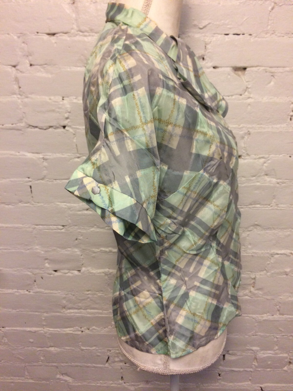 Vintage 60s Morelove The Couturier silk fitted bow neck blouse small secretary