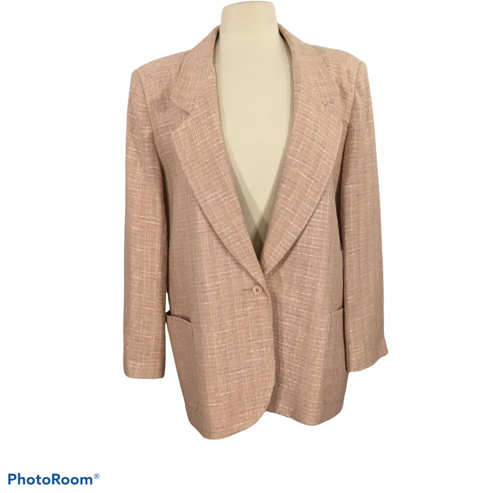 Wyndham Collection Vintage 80s Blush Pink Cotton/Rayon Womens Blazer, Jacket 16