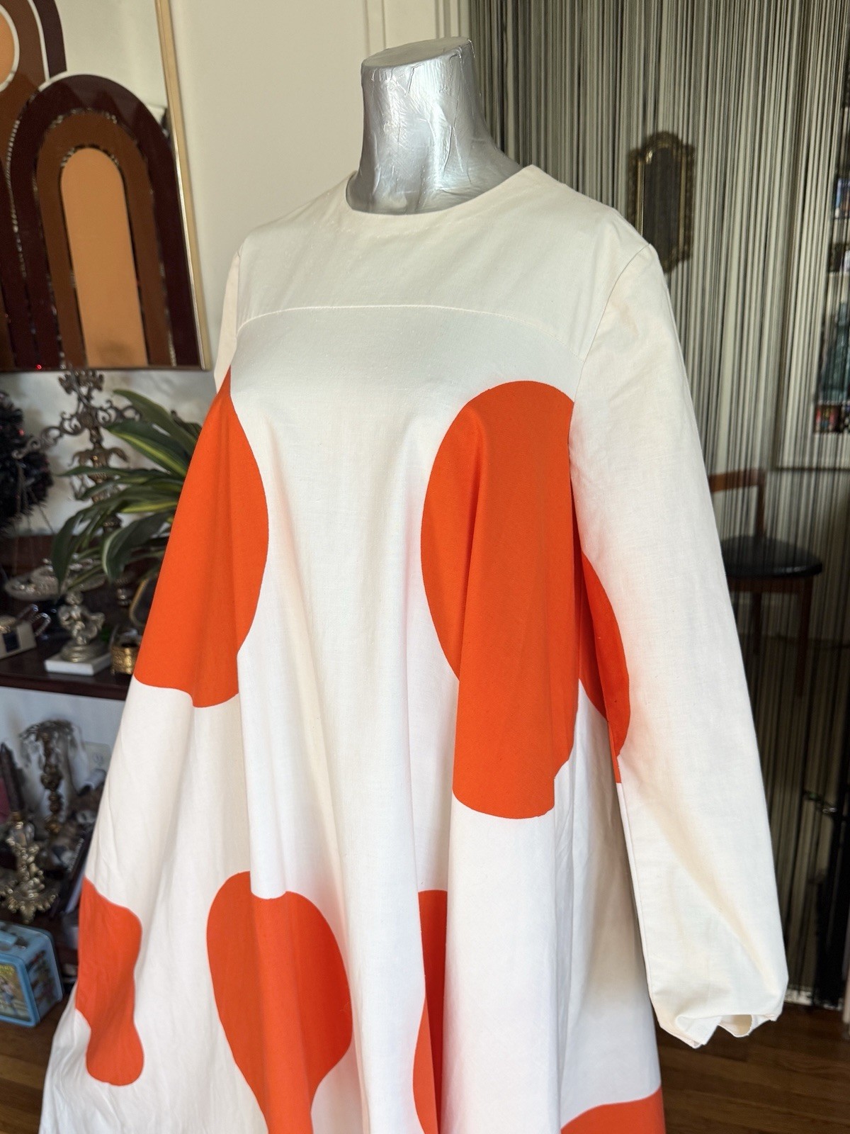 1960s Couture The Clothes Horse Brand Polka Dot Maxi Dress Long Sleeve vintage