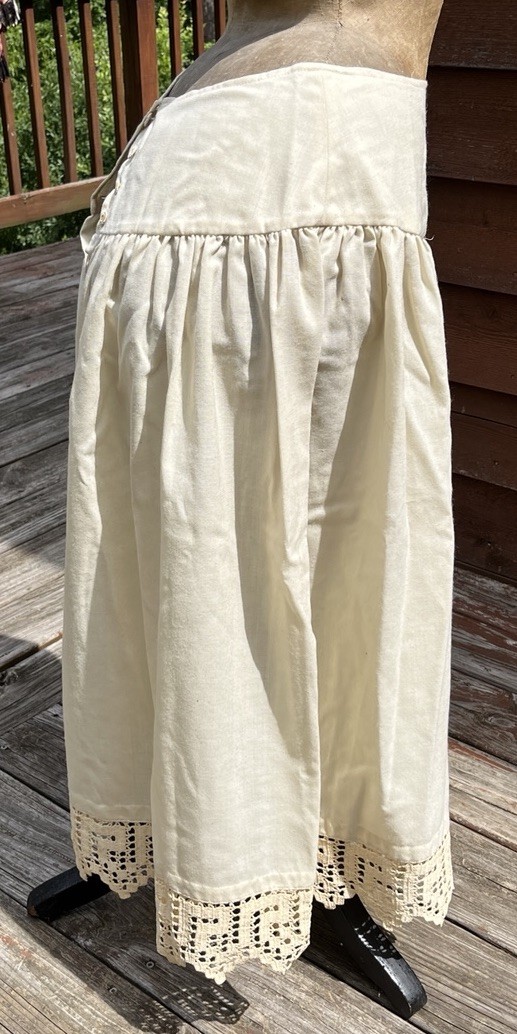 Victorian Cream Wool Petticoat with Crocheted Trim, Ladies, Girls