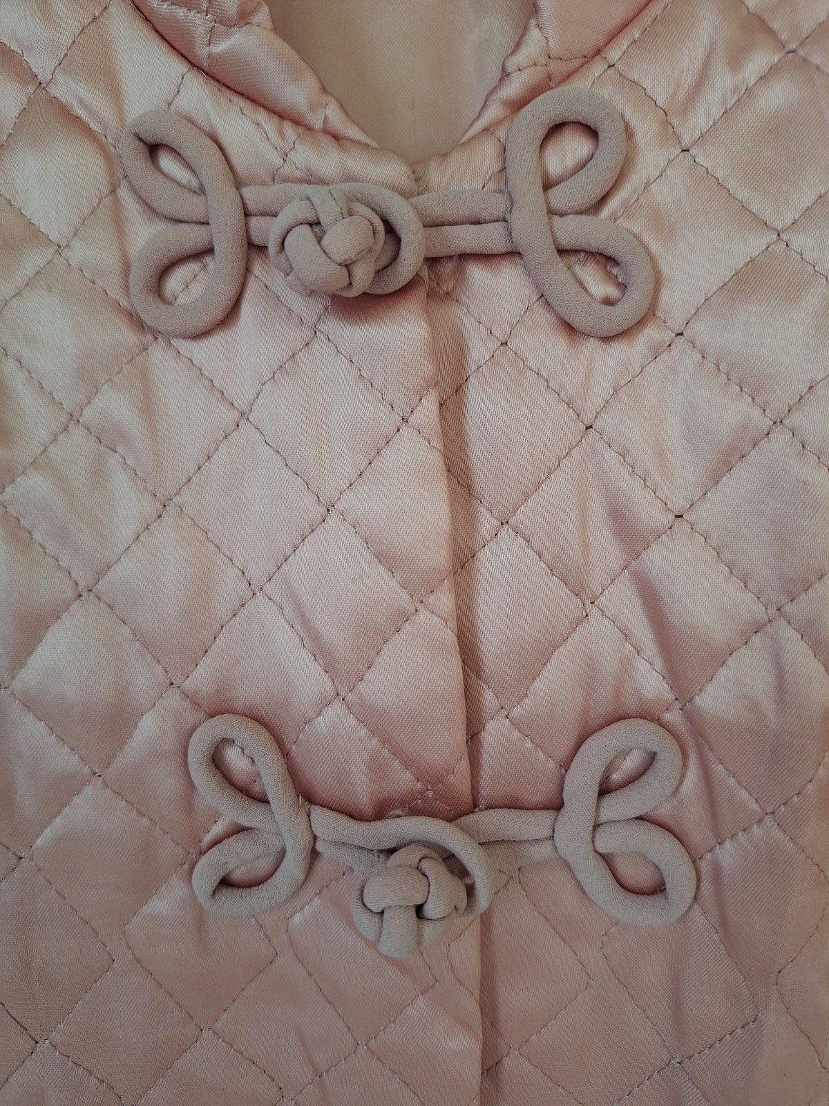 Beautiful Mid-Century Quilted Jacket or Robe Asian Short Sleeve Petite