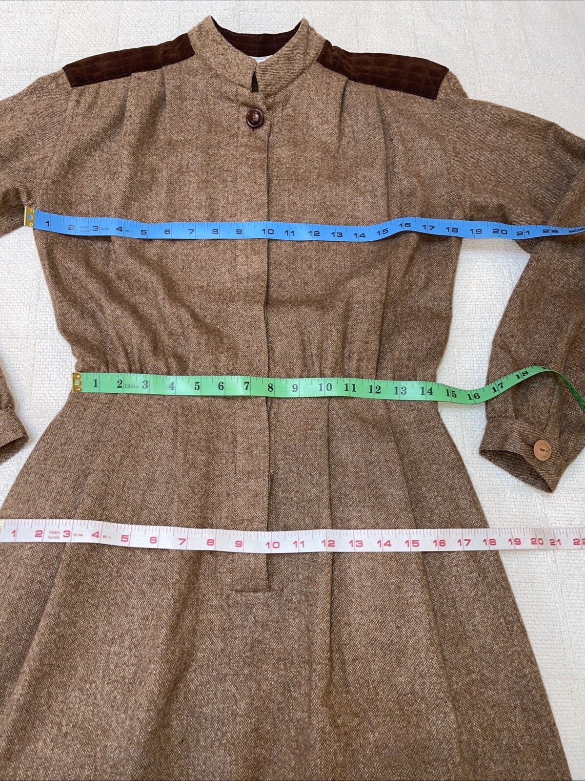 Vintage Authentic Rare Gucci Wool Blend W Suede Leather Dress Small Medium