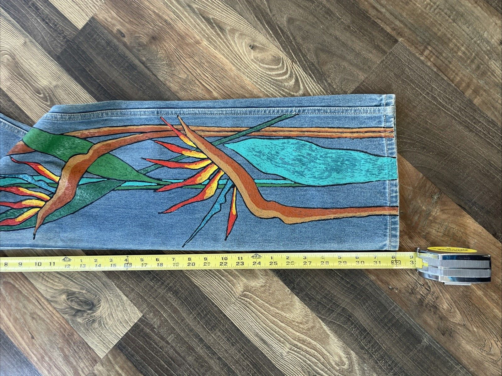 Brittania Jeans Custom Painting Size 13 (W26 L32) Birds of Paradise