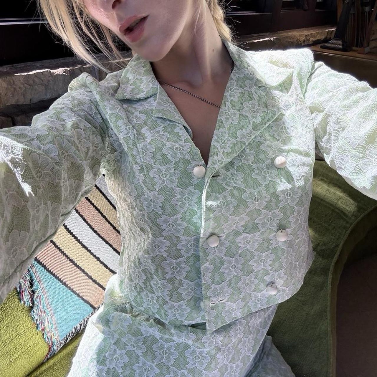 1960&rsquo;s Green Lace Suit Set