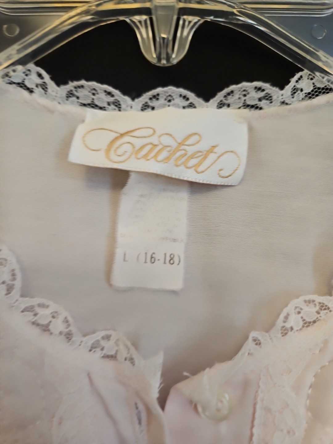 Vintage Cachet Size Large (16-18) Long Pink Embroidered Nightgown