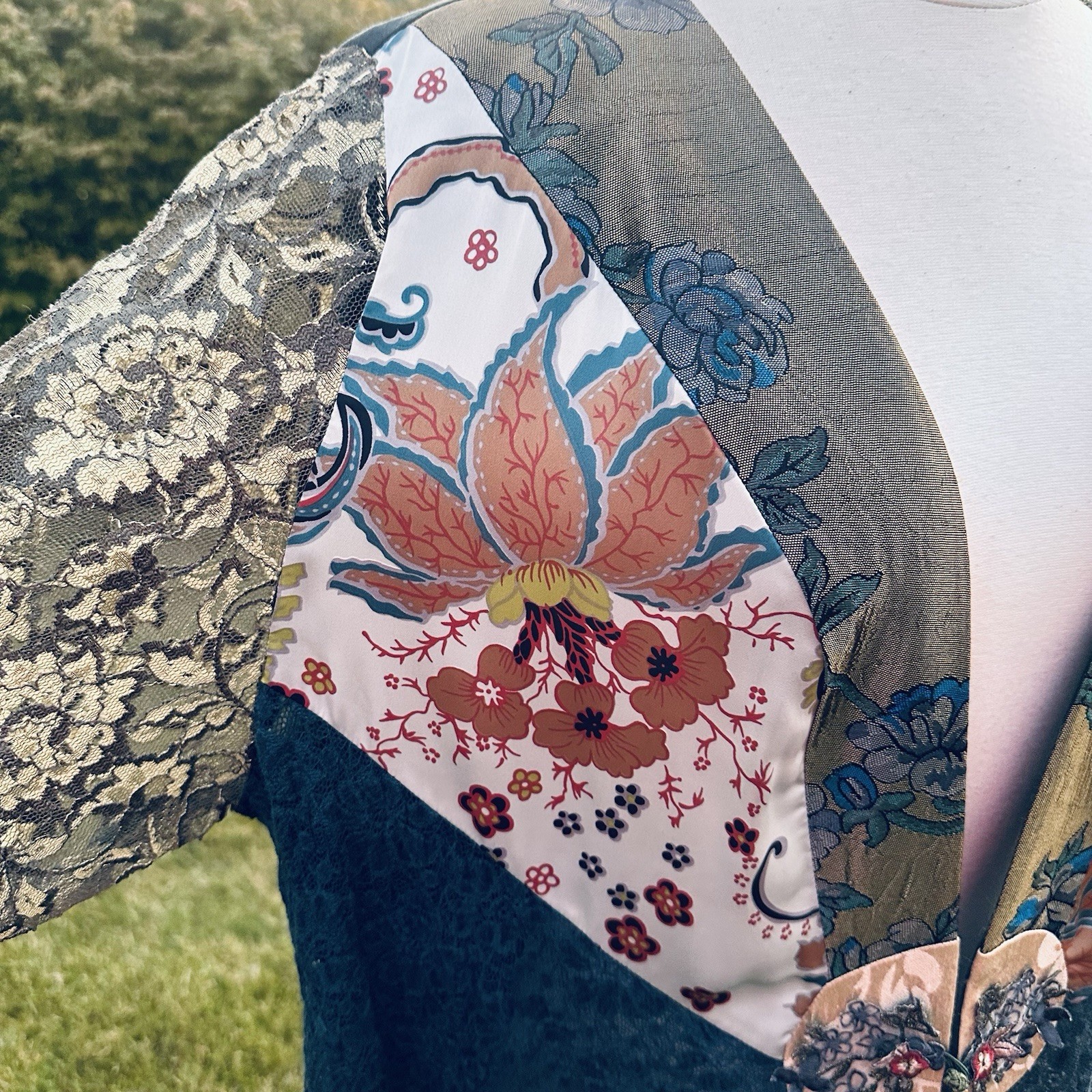 Spencer Alexis vintage mixed-media patchwork kimono top