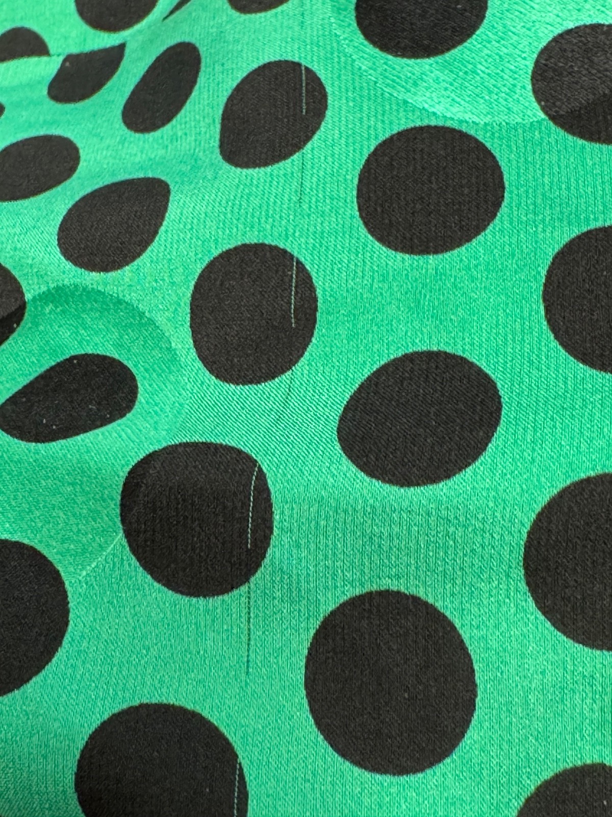Vintage Emanuel Ungaro Ter silk green black polka dot dress size 6