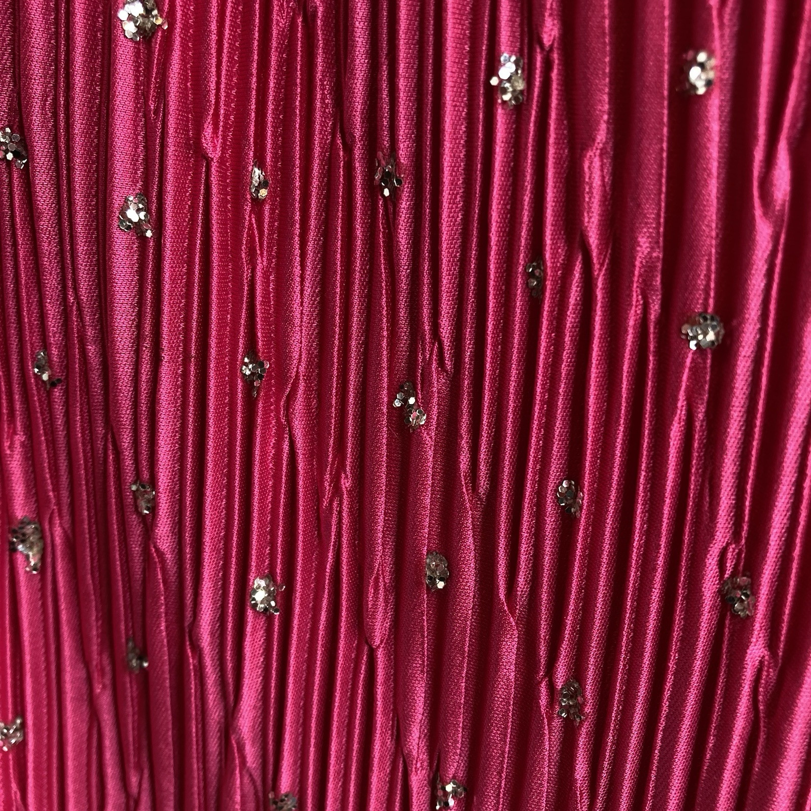 Vintage Gilberti Pink Sequin Pleated Midi Dress Size 12 Special Occasion 80&rsquo;s