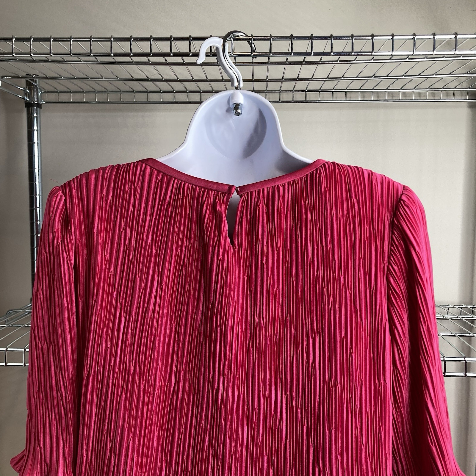 Vintage Gilberti Pink Sequin Pleated Midi Dress Size 12 Special Occasion 80&rsquo;s