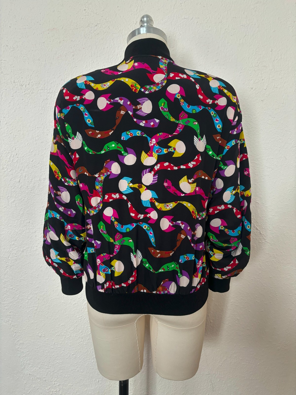 1990s Black Silk Bomber Style Jacket by Spenser Jeremy, Medium to Large