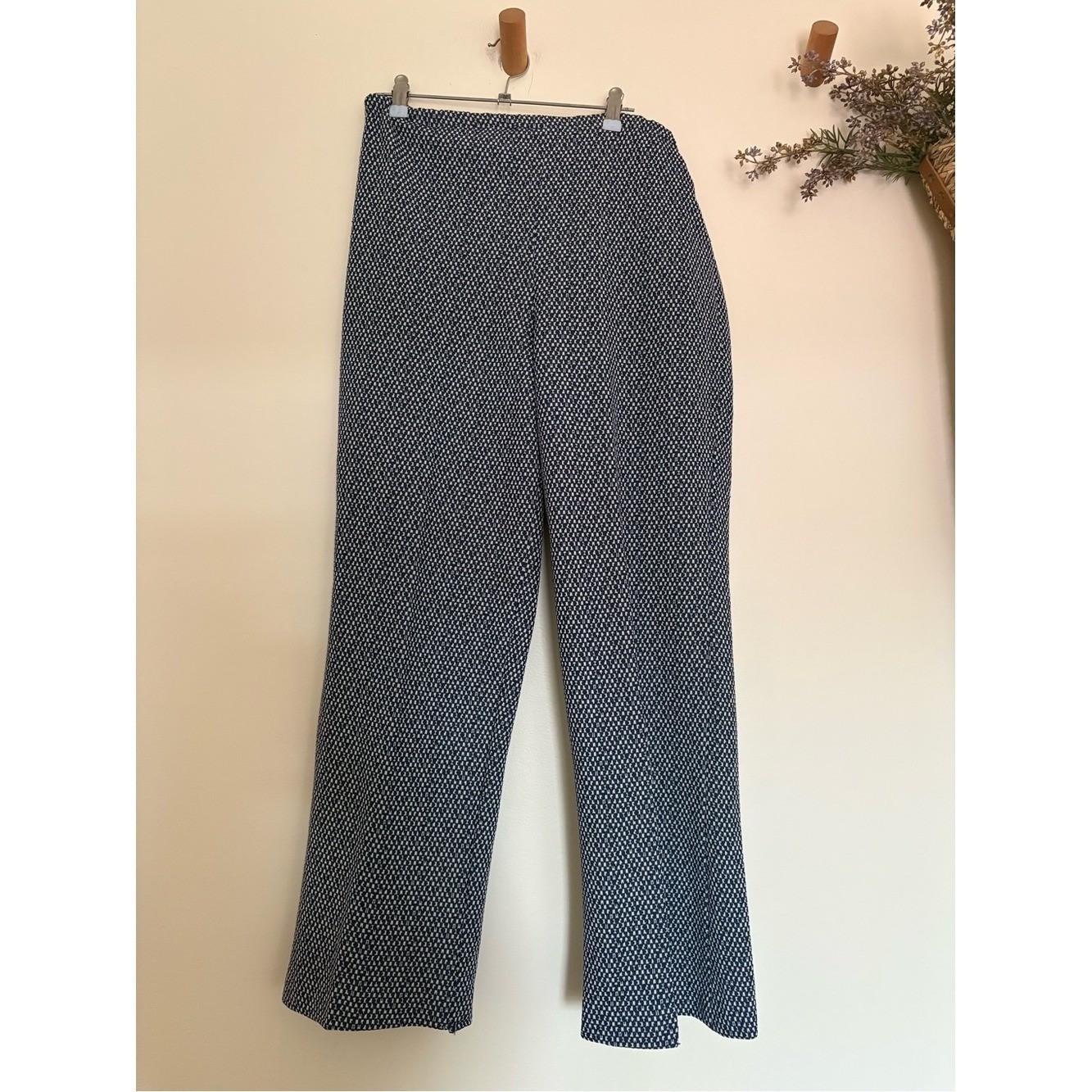 Vintage 70s Geometric Pant Suit Set High Waist Flare M