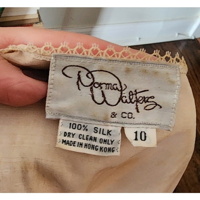 Vintage 80s Cream Silk Dress Lace Trim Edwardian Style Norma Walters