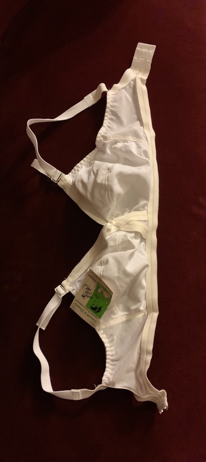 Vintage Bra Spandex Support Nylon Smooth Lycra White Adjustable 1970s NEW 40D