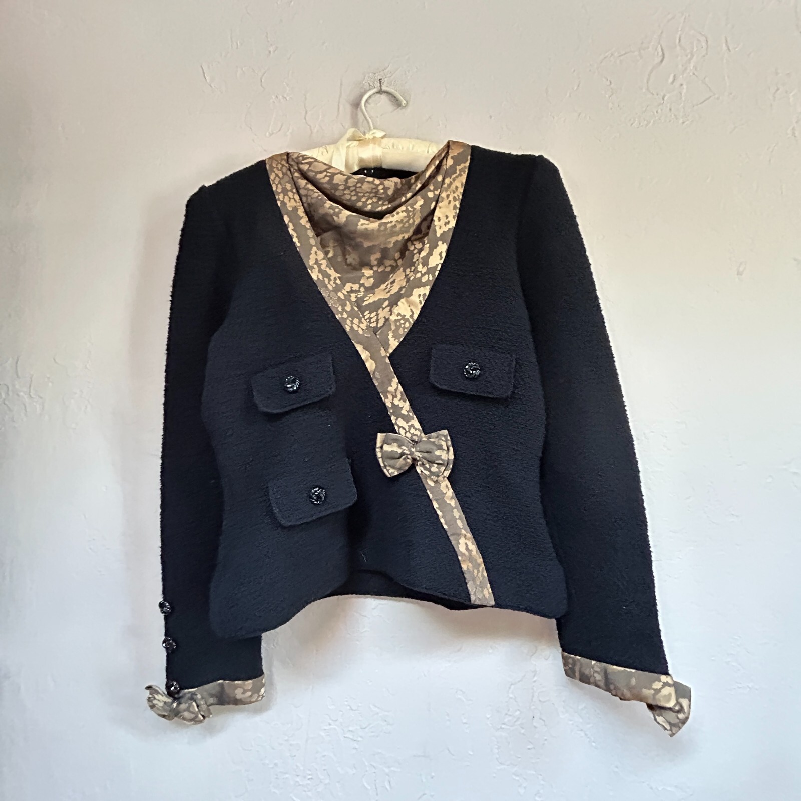 Vintage Adolfo at Saks 5th Avenue Women&rsquo;s Wool Boucle Knit Sweater Small Black