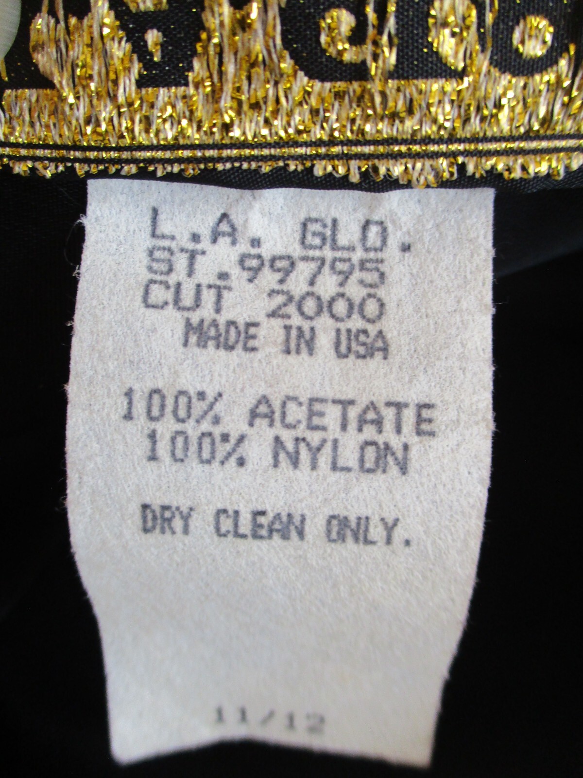 VTG L.A. Glo Dress Black Flocked Velvet Taffeta Mesh Bustle M Women Sleeveless