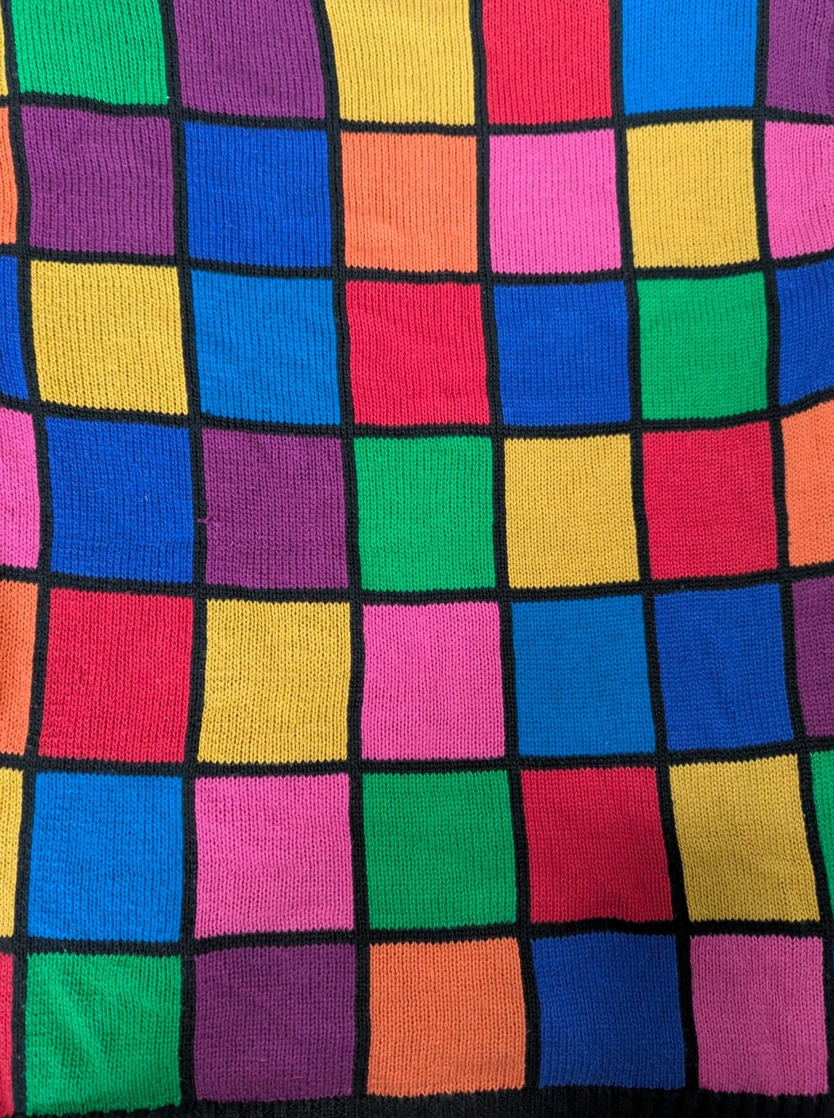 VTG 90s Rafaella Multicolored Squares Turtleneck Oversized Sweater Size Medium