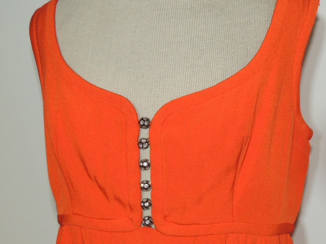 Royalton Ltd. Red Faille Maxi Dress W Rhinestone Buttons SM – MED